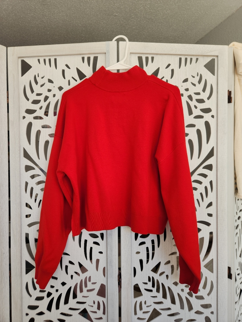 Frank & Oak Red Mock Neck Cropped Sweater - Size L